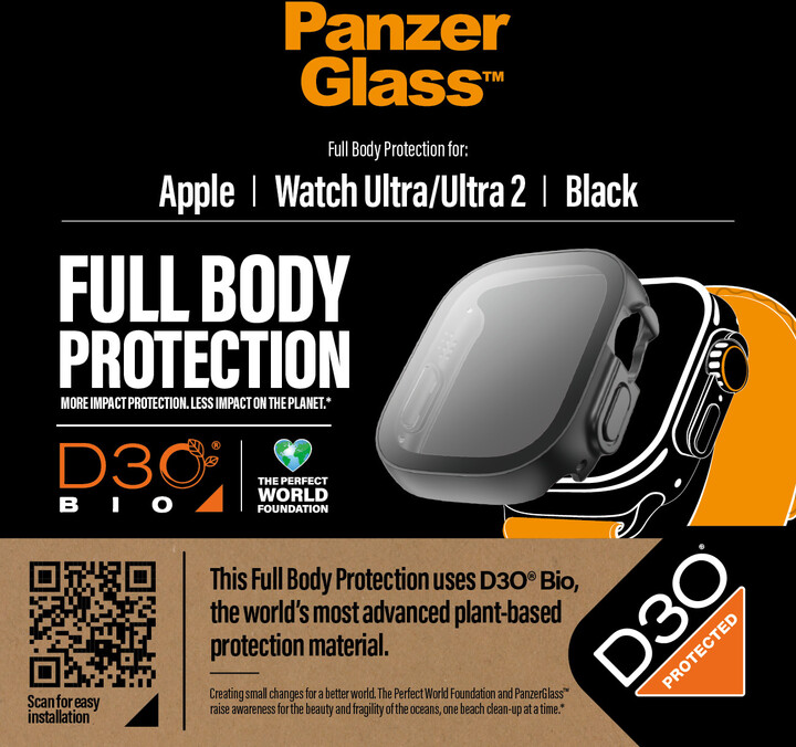 PanzerGlass ochranný kryt s D30 pro Apple Watch Ultra/Ultra 2, černá_1092113499