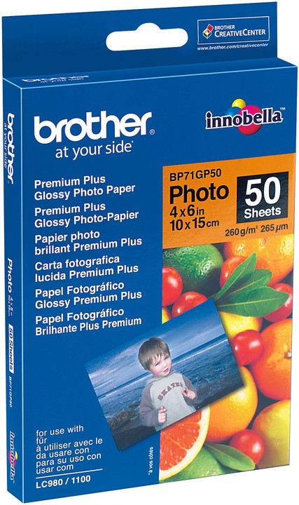Brother Foto papír BP71GP50, 10x15 cm, 50 listů, 260g/m2, lesklý
