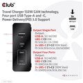 Club3D síťová nabíječka, GAN technologie, 4xUSB-A a USB-C, PD 3.0 Support, 132W , černá_1331324966