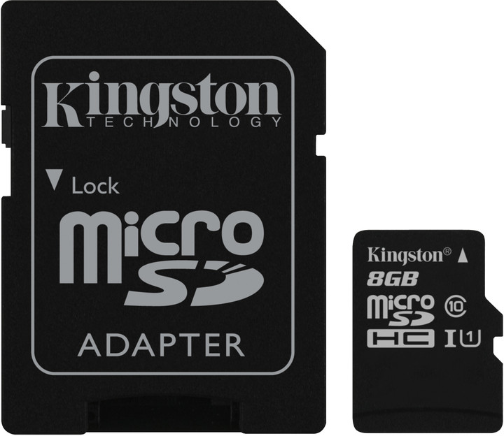 Kingston Micro SDHC 8GB Class 10 + adaptér_865078341