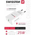 SWISSTEN síťový adaptér pro iPhone a Samsung, USB-C, PD, 25W, bílá_1702298590