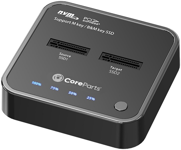 CoreParts NVME M.2 SSD cloner, USB C 3.2 Gen2, 2x NVMe SSD_1610670272