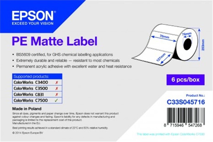 Epson LabelWorks role pro tiskárny etiket, PE Matte, 76x127mm, 960ks_1023410075