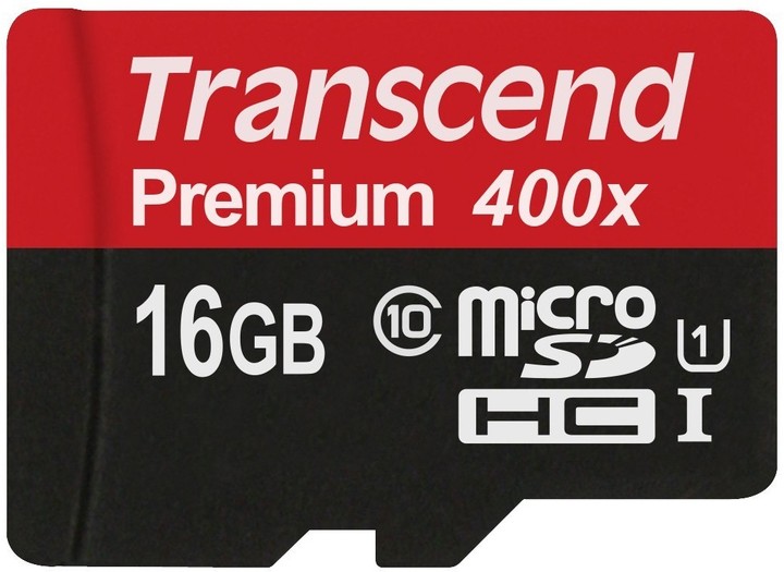 Transcend Micro SDHC Premium 400x 16GB 60MB/s UHS-I + SD adaptér_825354637