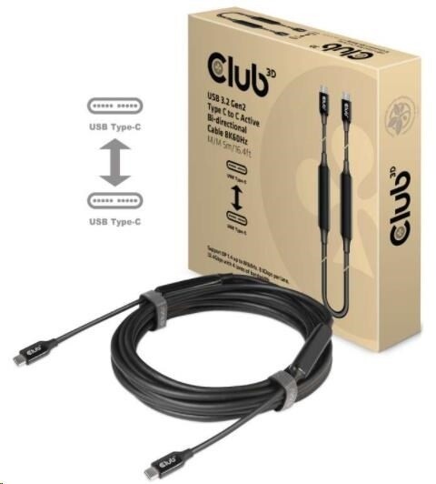 Club3D kabel USB-C 3.2 Gen2, M/M, 8K@60Hz, 5m, černá_636907159