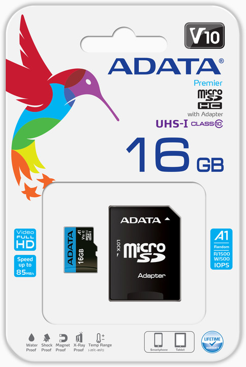 ADATA Micro SDHC Premier 16GB 85MB/s UHS-I A1 + SD adaptér_1727631651