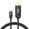 MAX kabel USB-C - HDMI 2.0, opletený, 1m, černá_579690142