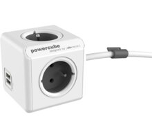 PowerCube EXTENDED USB prodlužovací přívod 3m - 4ti zásuvka, USB, šedá_1852818944