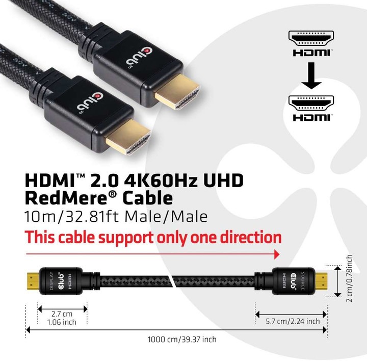 Club3D kabel HDMI 2.0 aktivní, High Speed 4K UHD, Redmere (M/M), 10m_659634059