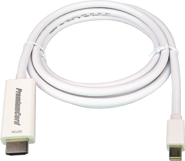 PremiumCord mini DisplayPort 1.2 na HDMI 2.0 kabel pro rozlišení 4Kx2K@60Hz, 3m_2146436347