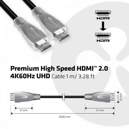 Club3D Premium High Speed HDMI 2.0 na HDMI 2.0, 4K/60Hz, podpora UHD,1m_216987600