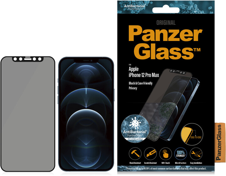 PanzerGlass ochranné sklo Edge-to-Edge Privacy pro Apple iPhone 12 Pro Max 6.7&quot;, 0.4mm, černá_1104585389