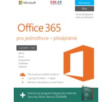 Microsoft Office 365 pro jednotlivce + Kaspersky Internet Security Multi Device, bez média, 1 rok_490601440