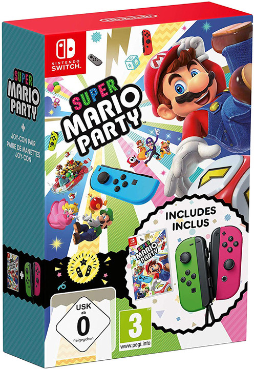 Super Mario Party + Joy-Con (L), zelený + Joy-Con (R), růžový (SWITCH)_482536513