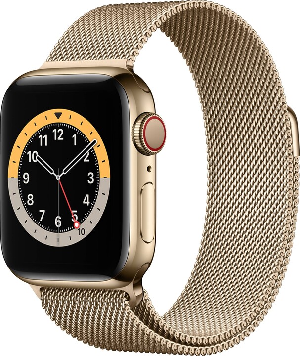 Apple Watch Series 6 Cellular, 40mm, Gold Stainless Steel, Gold Milanese Loop_409799426