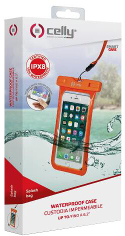 CELLY Splash Bag univerzální voděodolné pouzdro pro telefony 6,2&quot;, oranžová_1459571126
