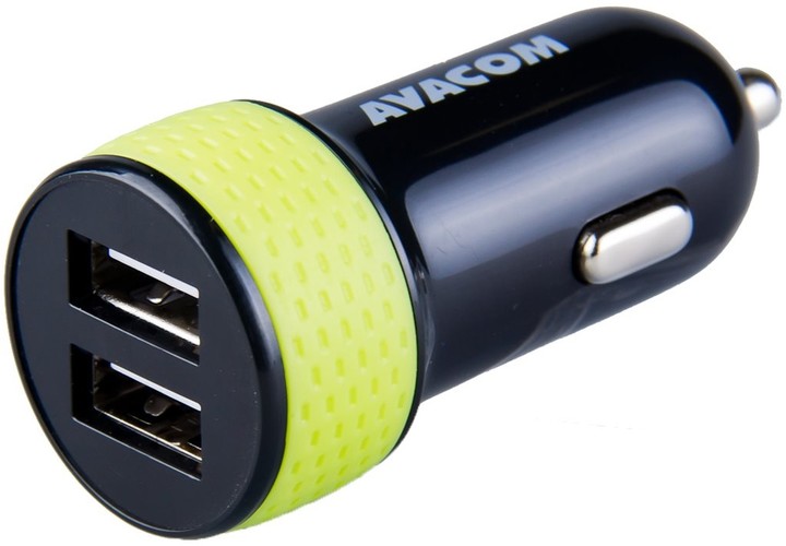 Avacom nabíječka do auta se dvěma USB výstupy 5V/1A - 3,1A, černo/zelená_1888417007