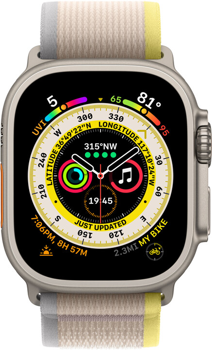 Apple Watch Ultra, 49mm, Cellular, Titanium, Yellow/Beige Trail Loop - M/L_308720559