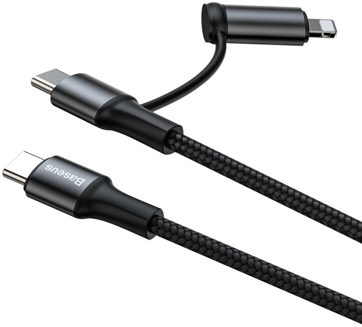 BASEUS kabel Twins 2v1, USB-C - USB-C, 60W + Lightning, M/M, nabíjecí, datový, 20W, 1m, černá_320770653