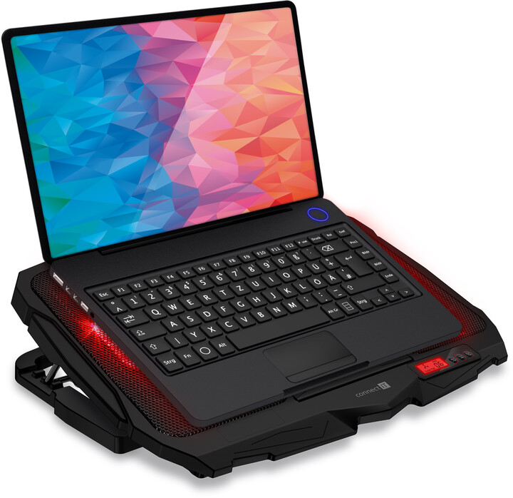 CONNECT IT FrostWind chladící podložka pod notebook s červeným podsvícením, černá_1970150728