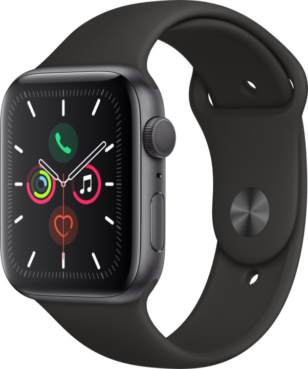 Apple Watch Series 5 GPS, 44mm Space Grey Aluminium Case with Black Sport Band - S/M &amp; M/L_820659895