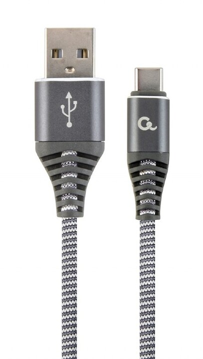 Gembird kabel CABLEXPERT USB-A - USB-C, M/M, PREMIUM QUALITY, opletený, 1m, šedá/bílá_684665783