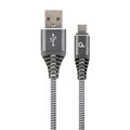 Gembird kabel CABLEXPERT USB-A - USB-C, M/M, PREMIUM QUALITY, opletený, 1m, šedá/bílá