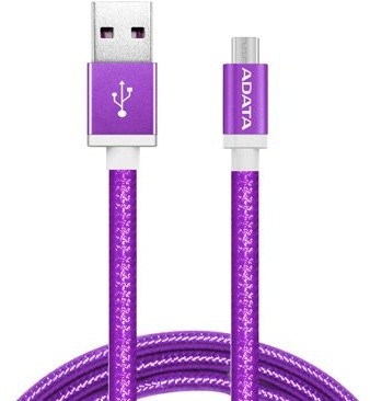 ADATA Micro USB kabel pletený, 1m, fialový_997686536