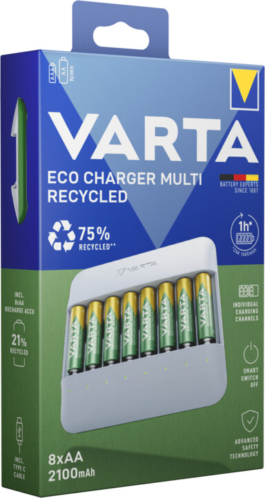 VARTA nabíječka Eco Charger Multi Recycled Box, včetně 8xAA 2100 mAh Recycled_2060596808