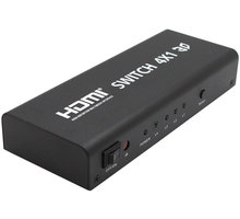PremiumCord HDMI switch 4:1 kovový s dálkovým ovladačem a napájecím adaptérem_1323512242