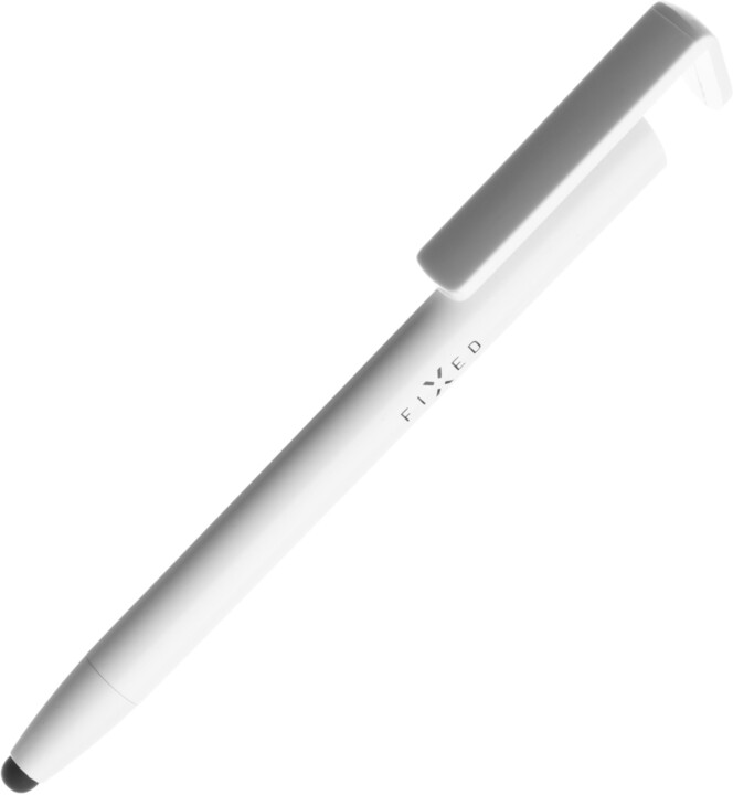 FIXED Pen - propiska 3v1 se stylusem a stojánkem, antibakteriální povrch, hliníkové tělo, bílá_305175133