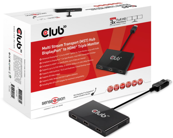 Club3D MST hub 1x DisplayPort 1.2 na 3x HDMI 1.4_500826250
