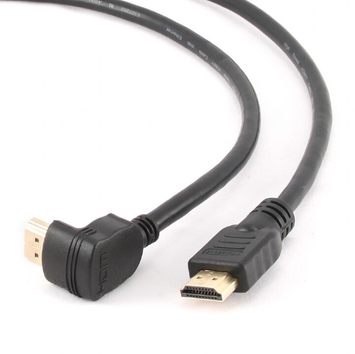 Gembird CABLEXPERT kabel HDMI - HDMI 1.4, 1.8m, stíněný, zlacené kontakty, 90° lomený_374587412