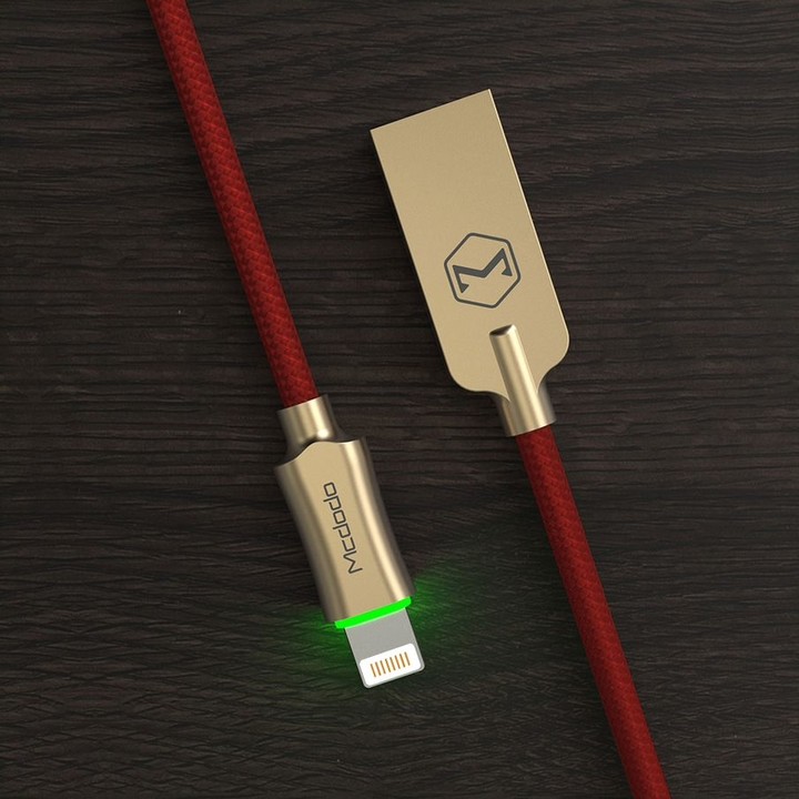 Mcdodo Knight datový kabel Lightning s inteligentním vypnutím napájení, 1.2m, červená_62533082