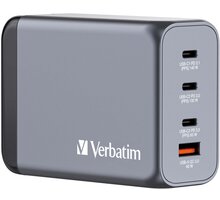 Verbatim cestovní adaptér GNC-240, GaN, 3x USB-C PD 140W/100W/65W, 1xUSB-A QC 3.0, šedá_1504682590