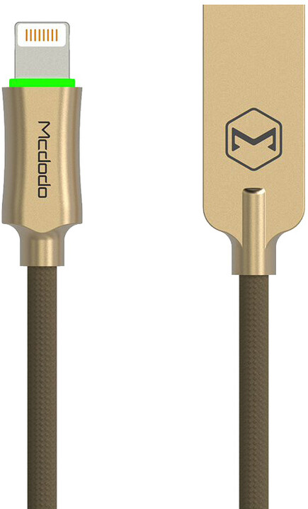 Mcdodo Knight datový kabel Lightning s inteligentním vypnutím napájení, 1.8m, zlatá_1755716445