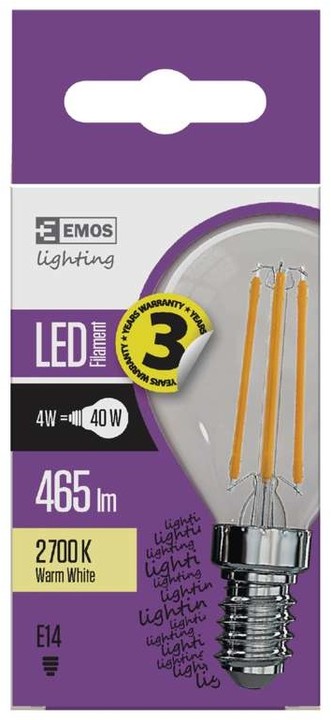 Emos LED žárovka Filament Mini Globe 4W E14, teplá bílá_1824239786