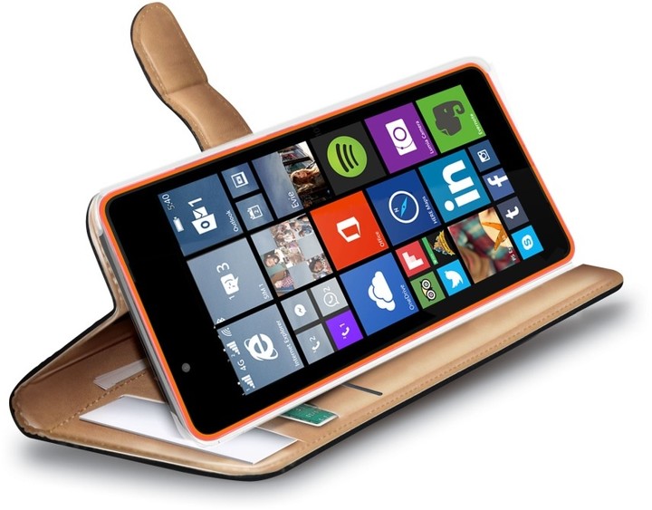 CELLY Wally pouzdro pro Microsoft Lumia 540 / 540 Dual SIM, PU kůže, černá_2007856361