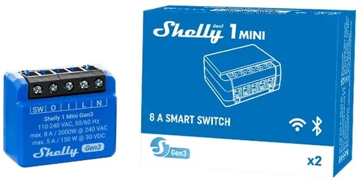 Shelly Plus 1 Mini, spínací modul, WiFi, Gen3_1680787136