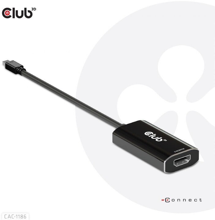 Club3D aktivní adaptér mini DisplayPort 1.4 na HDMI 4K@120Hz s DSC1.2, černá_837625455