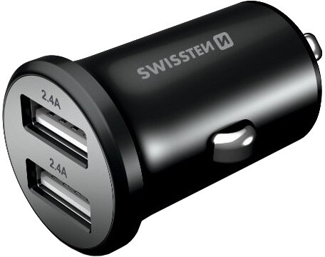 SWISSTEN CL adaptér 2x USB 4,8A Metal, černá_680131413