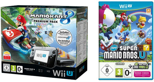Nintendo Wii U Premium Pack, černá + Mario Kart 8 + New Super Mario Bros U + New Super Luigi U_412360520