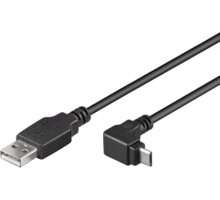 PremiumCord kabel micro USB 2.0, A-B, konektor do úhlu 90°, 3m ku2m3f-90