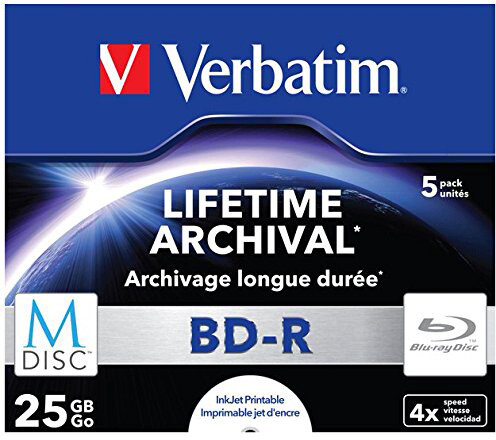Verbatim BD-R, M-Disc, 4x, 25GB, printable, 5 ks, jewel