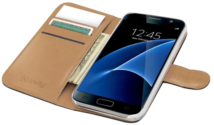 CELLY Wally pouzdro pro Samsung Galaxy S7, PU kůže, černá_1965051692