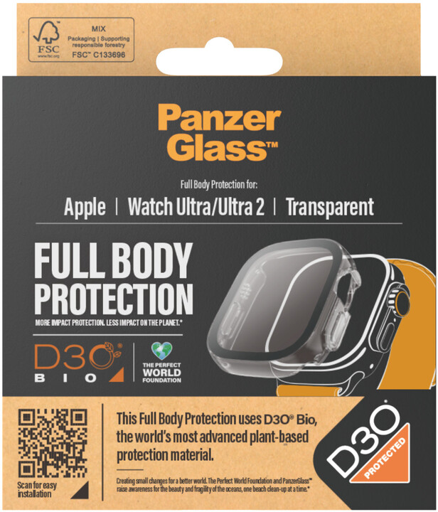 PanzerGlass ochranný kryt s D30 pro Apple Watch Ultra/Ultra 2, čirá_1046072790