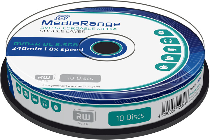 MediaRange DVD+R 8,5GB DL 8x, 10ks Spindle_859265464