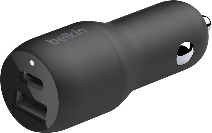 Belkin duální nabíječka do auta, PD PPS, USB-A 12W, USB-C 25W, černá_185121165