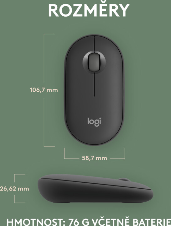 Logitech Pebble Mouse 2 M350s, šedá_2142599704