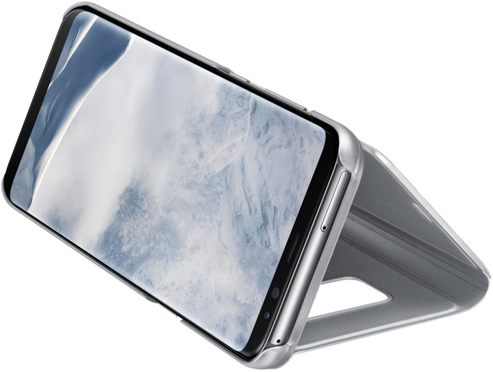 Samsung S8+, Flipové pouzdro Clear View se stojánkem, stříbrná_1908738175